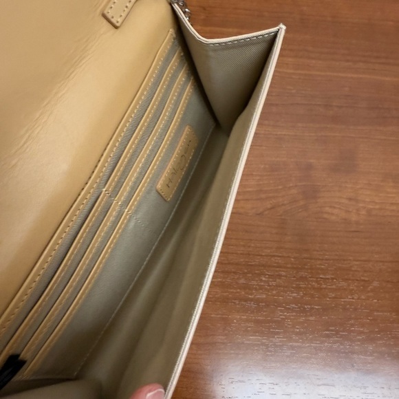 Halogen Tan Crossbody Clutch With Silver Chain EUC - Picture 6 of 12